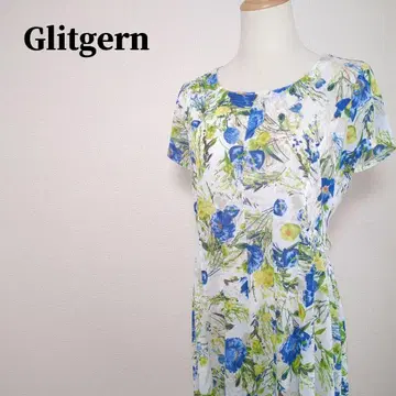 Glitgern 글리츠안 라운드넥 꽃무늬 원피스 반팔 무릎 기장 M