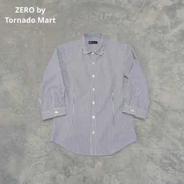 ZERO by Tornado Mart 스트라이프 시어서커 셔츠 7부 소매