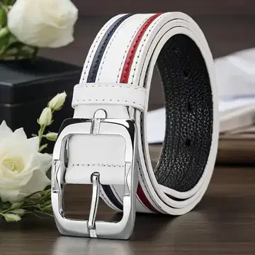 스트라이프 디자인 가죽 벨트