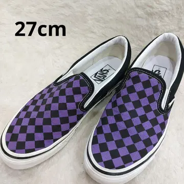 VANS 보라색/검정 체커 패턴 슬립온 98dx 애너하임 27cm