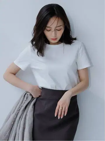 anuans 실크 터치 코튼 슬림 핏 티셔츠