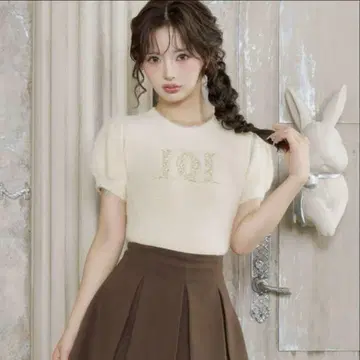darich Dairch 다리치 팬시 비즈 DD 로고 니트탑
