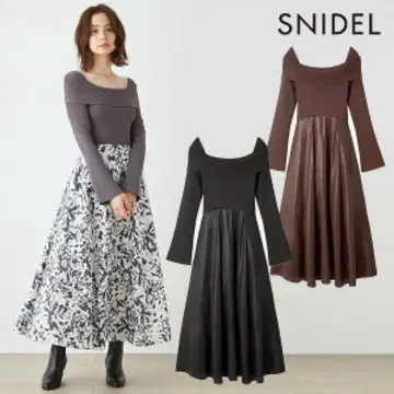 SNIDEL 옵셔널 니트 도킹 원피스 브라운