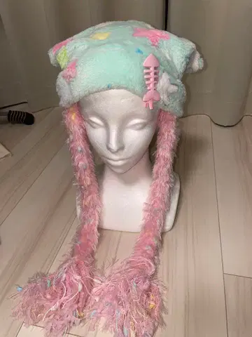 하라주쿠 스타일 별무늬 부드러운 모자 물고기 뼈 클립 포함