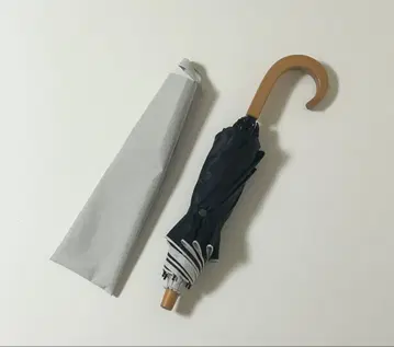 산바리어 100 2단 접이식 무지 화이트 나무 곡선 손잡이