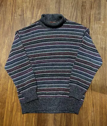 미쏘니 missoni 터틀 니트 48 그레이 보더 오렌지 라벨