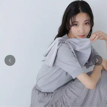 그레이 퍼프 소매 니트 반팔 NATURAL BEAUTY BASIC