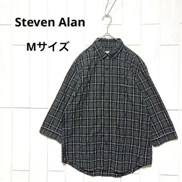 미품 스티븐 알란 주름 가공 시아사커 스타일 체크 패턴 셔츠 M