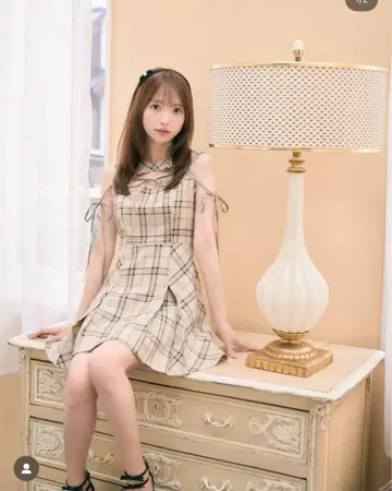 택 포함 새상품 미셸 마카롱 / 프론트 오픈 체크 미니 원피스