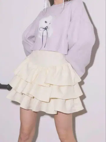 Lovilyn -5kg 3단 프릴 미니 스커트 화이트