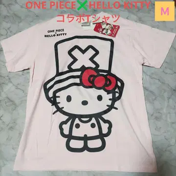 택 포함 미사용 ONE PIECE HELLO KITTY 콜라보 T셔츠 M