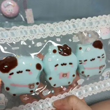 신품 블루 강아지 토끼 고양이 3연 스퀴즈 뭉개뭉개