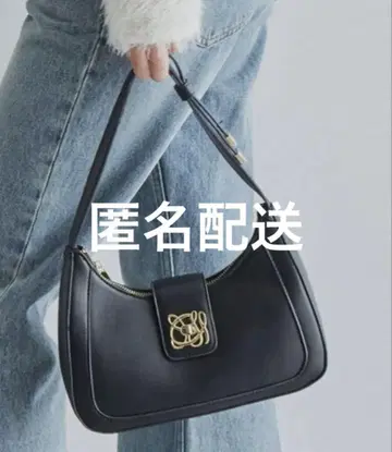 VIS 핸들 리본 원숄더 백 블랙