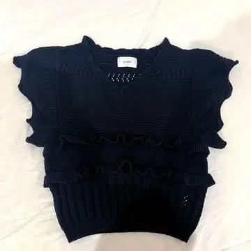 클라네 CLANE CROCHET FRILL KNIT TOPS