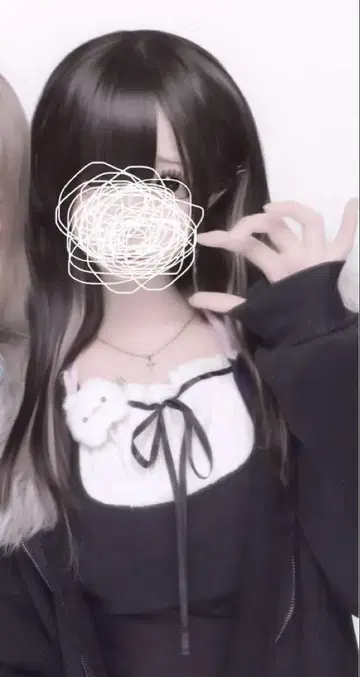 리본 포함 블랙 니트 y2k 다크 코어