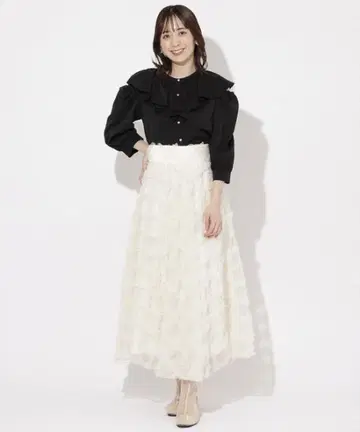 WILLSELECTION 크로스 튤 스커트 아이보리