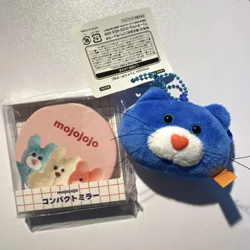 mojojojo 페이스 파우치 BC 컴팩트 거울 파랑 고양이 토끼