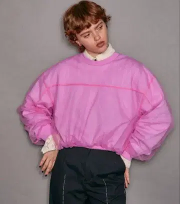 MAISONSPECIAL 튤 콤비 맨투맨 PINK