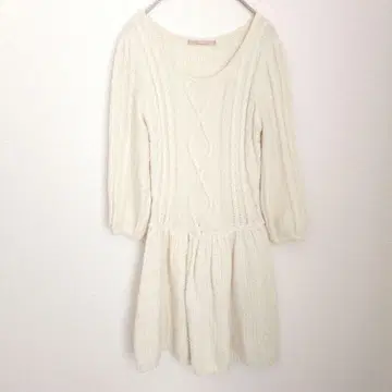 [ 다즈린 ] 케이블 니트 절개 원피스 캐주얼 돌려입기 크림 S