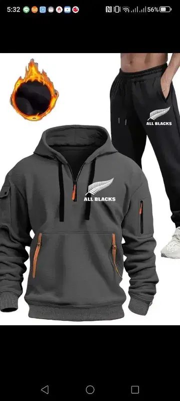 ALL BLACKS 후드 달린 스웨트셔츠와 팬츠 세트 L 사이즈