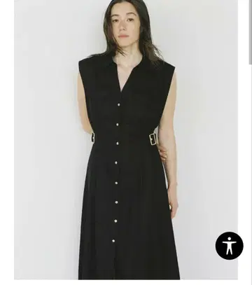 ZARA 리 소재 미디 길이 셔츠 원피스
