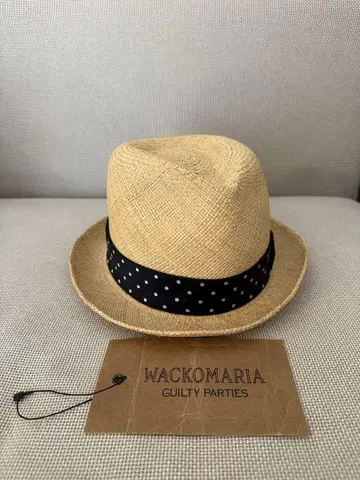 WACKOMARIA 파나마 모자 밀짚 모자 작은 점무늬 리본 M 사이즈