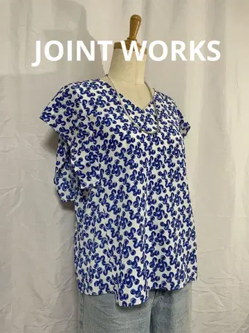 JOINT WORKS 꽃무늬 V넥 반팔 상의 프리 사이즈