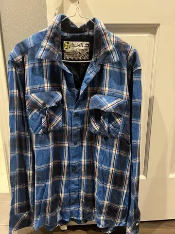 Quiksilver 파랑 체크 무늬 플란넬 셔츠 M