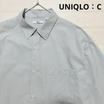 UNIQLO : C 브로드 오버사이즈 셔츠/스트라이프 61 BLUE