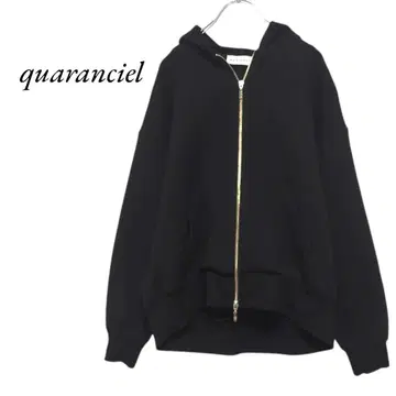 quaranciel 폰치 더블 지퍼 스웨트 파커 블랙 카란시엘