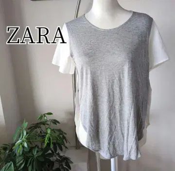 ZARA 앞뒤 다른 소재의 상의, 옆쪽 슬릿, 스냅 버튼 장식