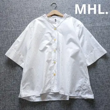 MHL 최신 모델 코튼 리 박스 실루엣 밴드 칼라 셔츠