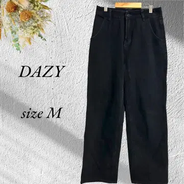 DAZY 블랙 데님 팬츠 M 사이즈 루즈한 핏 진 팬츠 블랙 3144