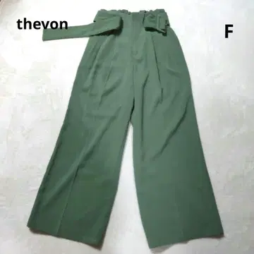 thevon 그린 하이웨이스트 와이드 팬츠 슬랙스 F 사이즈