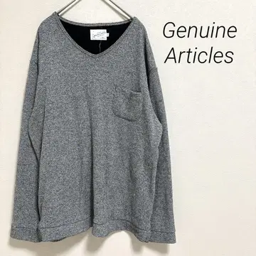 Genuine Articles V넥 니트 긴팔 가슴 포켓 넉넉한 스타일