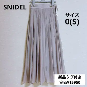 [새 상품] SNIDEL 허리 비트 스커트 0 모카 시어 플리츠 롱