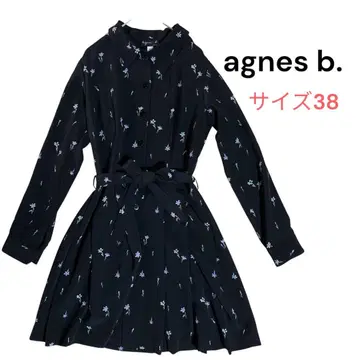[ agnes b. ] 아녜스베 셔츠 원피스 꽃무늬 무릎 기장 네이비 M