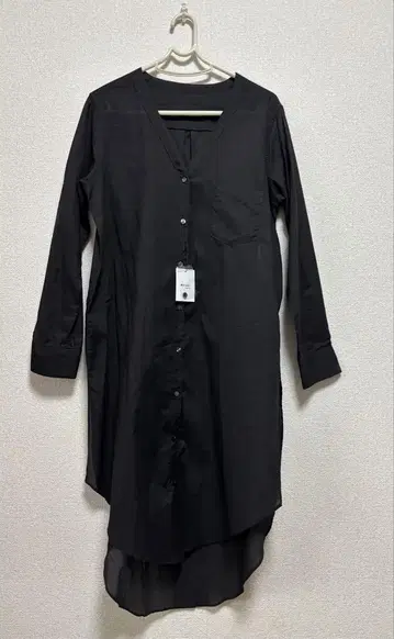 야마다야 V넥 롱 셔츠 M 블랙 100% 면 MEDOC
