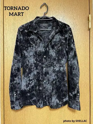 토네이도 마트 플로키 가공 섀도 크로코 드레스 셔츠