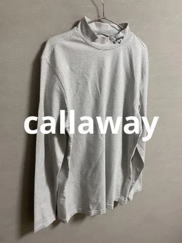 캘러웨이 긴팔 모크넥 티셔츠 보더 화이트 그레이 XL