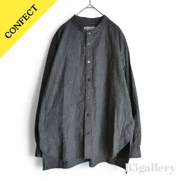 25SS 02251-0045 선염 코튼 무늬 스트라이프 밴드 칼라 셔츠