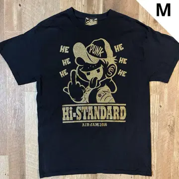 Hi-STANDARD 골드 프린트 티셔츠 (남성용) M 사이즈