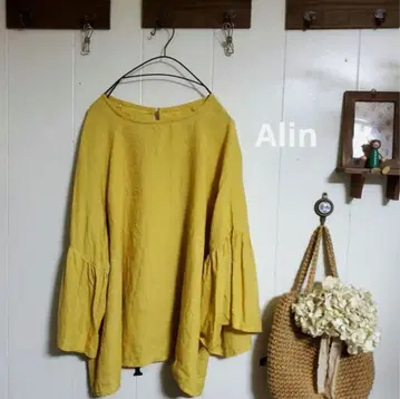 Alin 아린 시마우치 미츠미 린넨 플레어 상의 머스타드