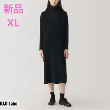 MUJI 무지 라보 더블 페이스 니트 원피스 여성 XL 블랙