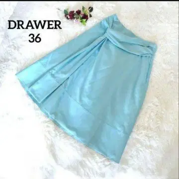 새상품 Drawer 스커트 블루 36 코튼 실크 혼방