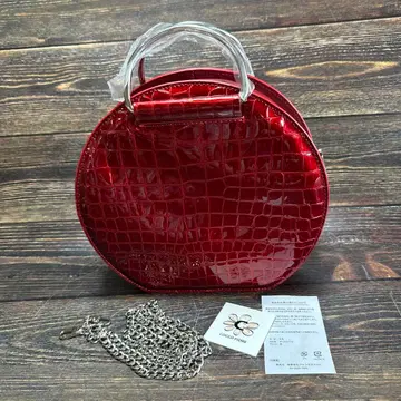 미사용품 코코피오레 에나멜 압출 디자인 핸드백 숄더백 빨간색