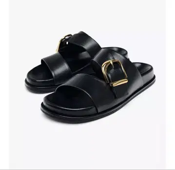 완판템 ZARA 버클 플랫 샌들 38 사이즈 (JP 24.5cm)