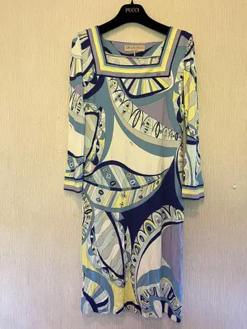 EMILIO PUCCI 기하학 패턴 긴팔 원피스