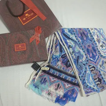 ETRO 에트로 울 실크 스톨 스카프 페이즐리 무늬 차양 방한