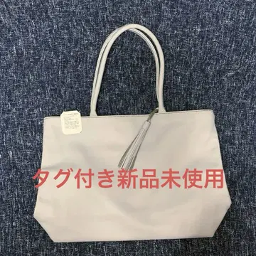 교정 작업품 천연 가죽 토트백 태슬 장식 그레이